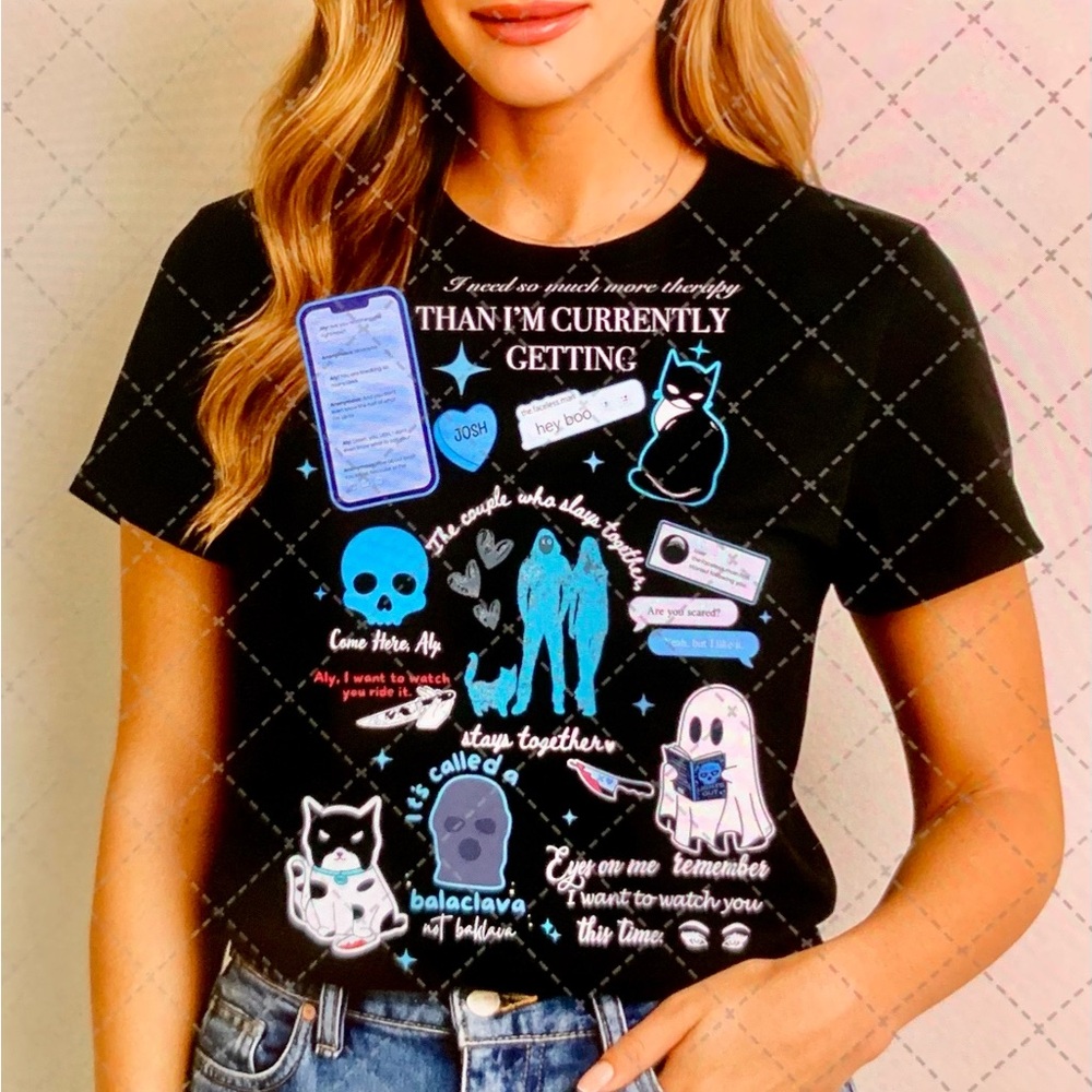 Lights Out Navessa Allen Book Reader Black Collage Tshirt XS-3X
